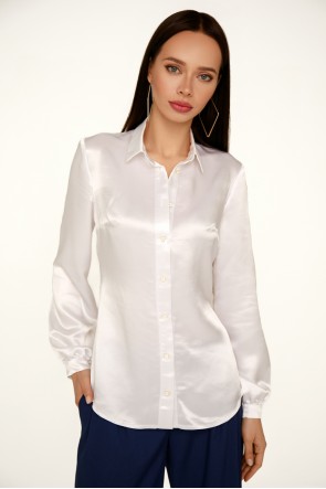 Блуза шелковистая белая приталенная